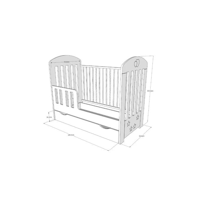 Modern Baby Cot with Mattress Ennis by Harriet Bee - White