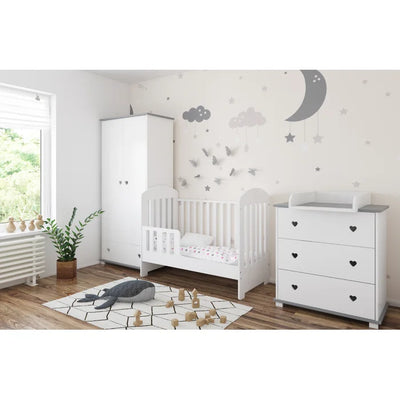 Modern Baby Cot with Mattress Ennis by Harriet Bee - White