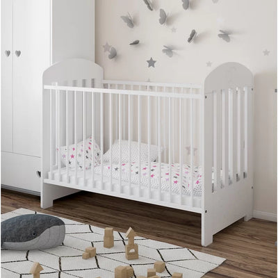 Modern Baby Cot with Mattress Ennis by Harriet Bee - White