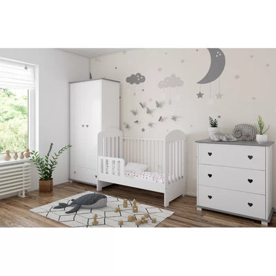 Modern Baby Cot with Mattress Ennis by Harriet Bee - White