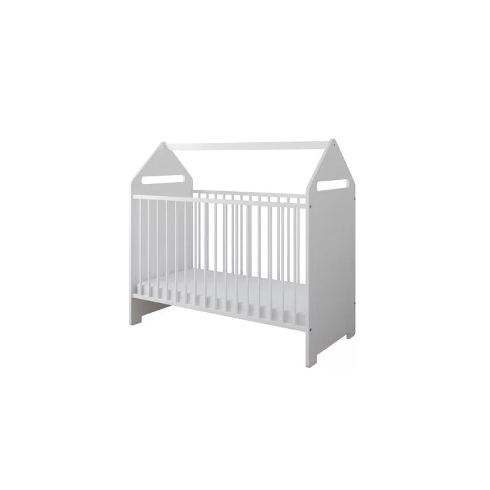 Contemporary Baby Cot with Mattress Solid and Manufactured Wood. - White