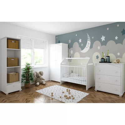 Contemporary Baby Cot with Mattress Solid and Manufactured Wood. - White