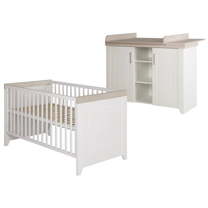 Nursery Bedroom Set  2 -Piece Stylish Felicia Convertible by roba - White