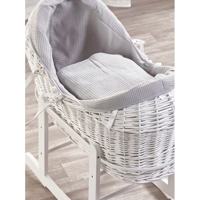 Baby Wicker Moses Basket with Bedding and Stand by Isabelle & Max - White