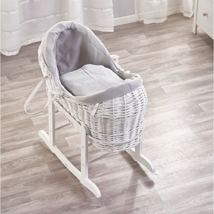 Baby Wicker Moses Basket with Bedding and Stand by Isabelle & Max - White