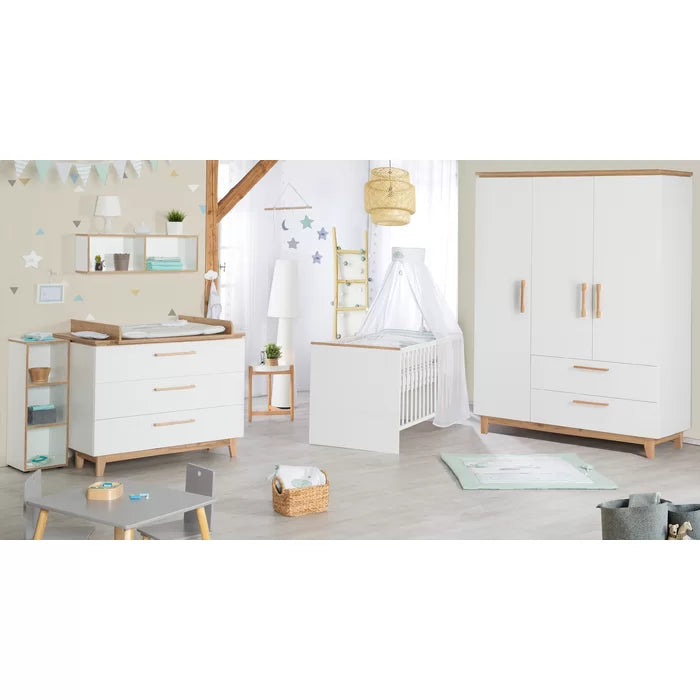 Nursery Bedroom Set Finn Cot Bed 3 Piece Finn by roba - White/Oak