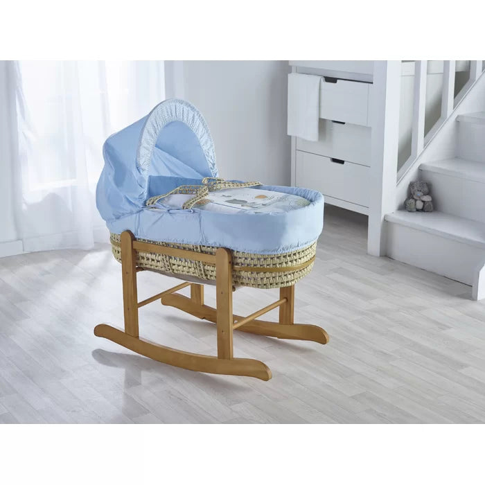 Baby Moses Basket with Bedding - Blue, Pink