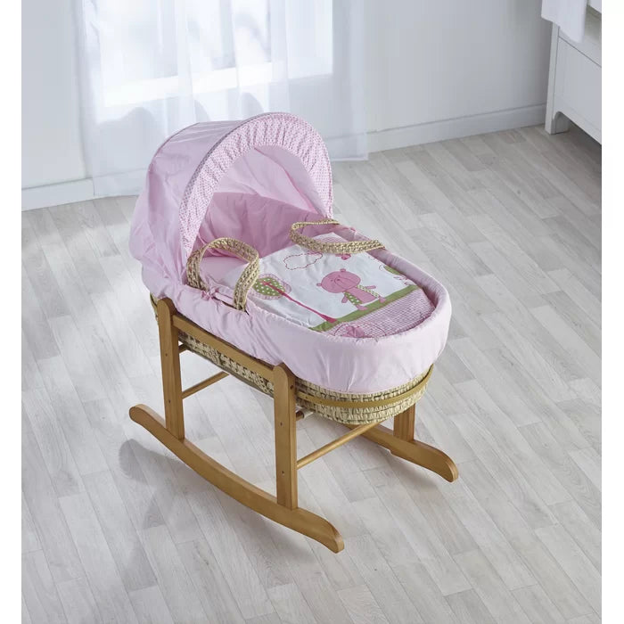 Baby Moses Basket with Bedding - Blue, Pink