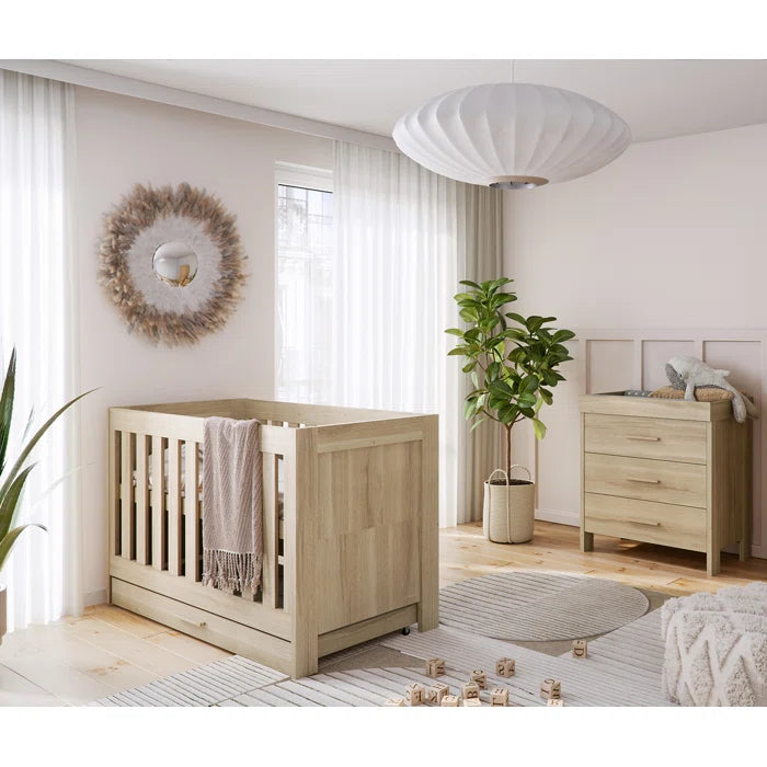 Timeless and Traditional Design 2 Piece Nursery Room Set - Honey Oak, Nordic White