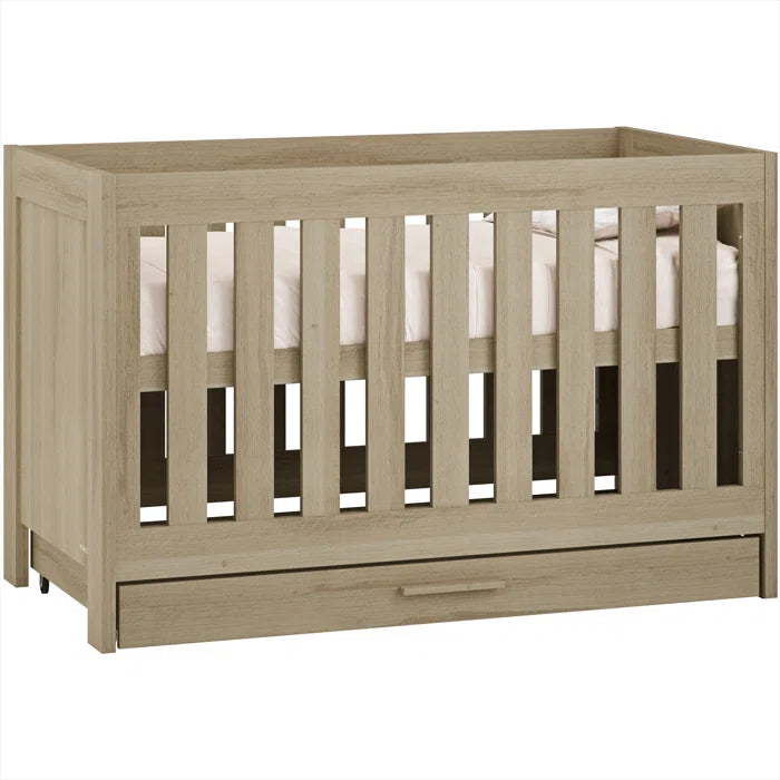 Timeless And Traditional Cot-Bed with Under Drawer - Honey Oak, Nordic White