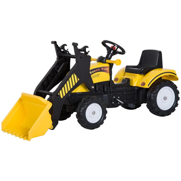 Kids 1 Seater Tractors / Construction Pedal Ride On - Yellow/Black