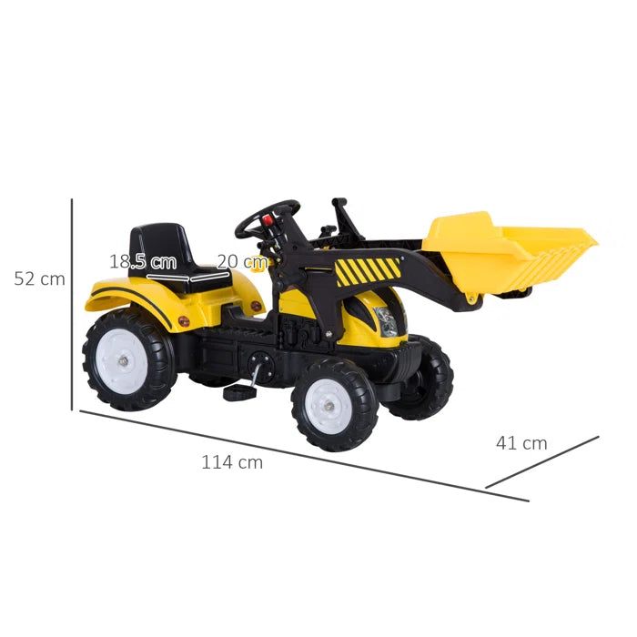 Kids 1 Seater Tractors / Construction Pedal Ride On - Yellow/Black