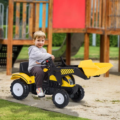 Kids 1 Seater Tractors / Construction Pedal Ride On - Yellow/Black