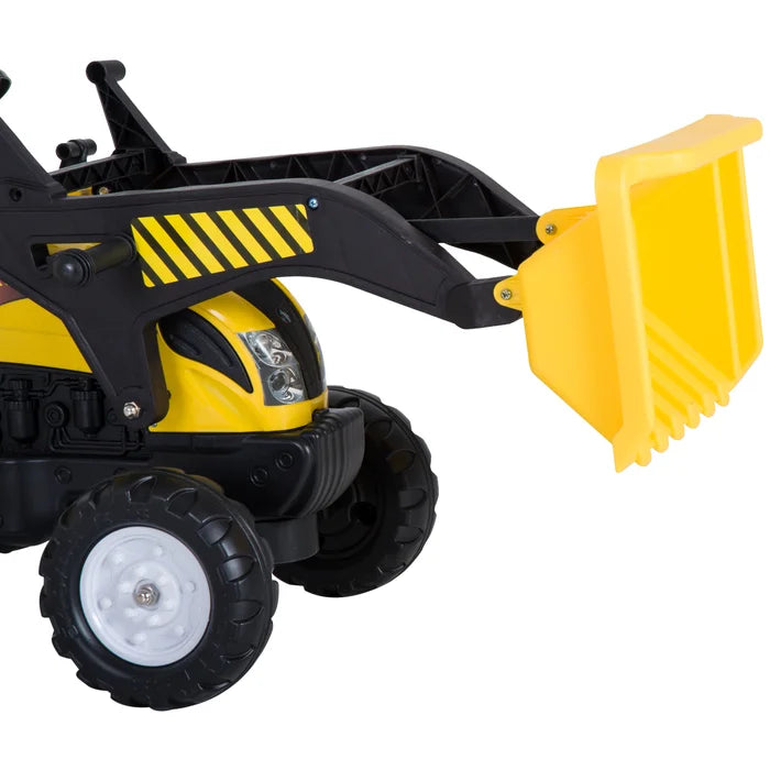 Kids 1 Seater Tractors / Construction Pedal Ride On - Yellow/Black