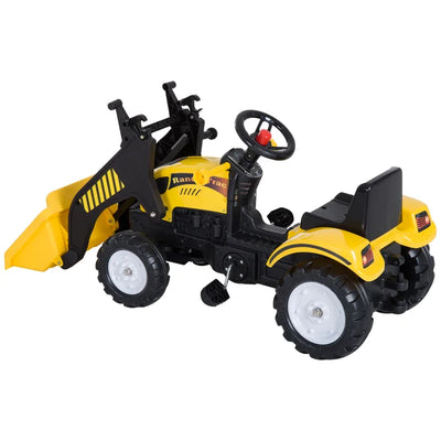 Kids 1 Seater Tractors / Construction Pedal Ride On - Yellow/Black