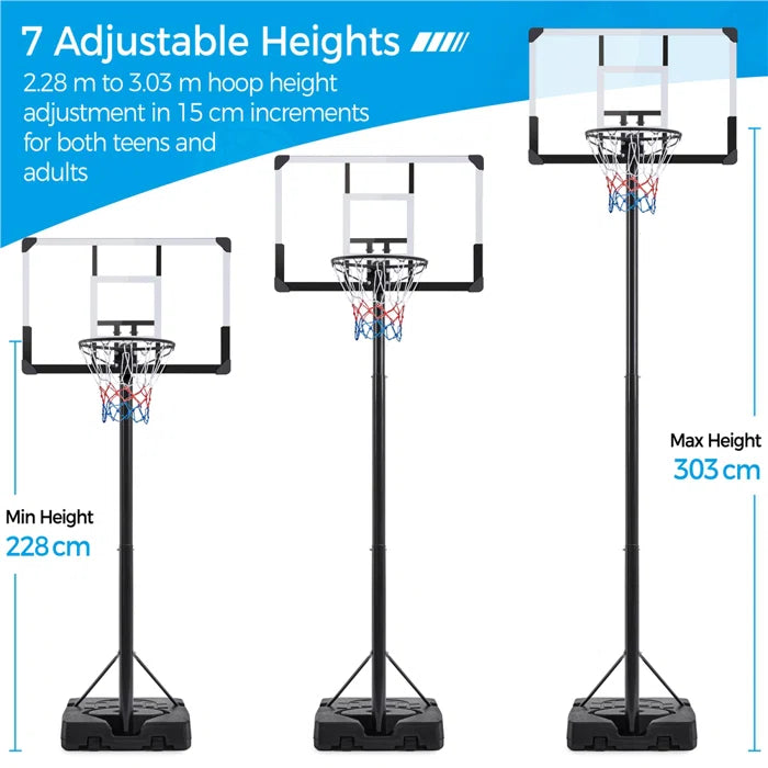 Kids Adjustable Height Adjustable Foldable 110Cm Metal Portable Fill-Size Basketball Hoop