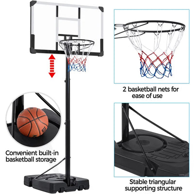 Kids Adjustable Height Adjustable Foldable 110Cm Metal Portable Fill-Size Basketball Hoop