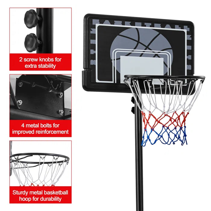 Adjustable Height Foldable 76Cm Metal Portable Full-Size Basketball Hoop