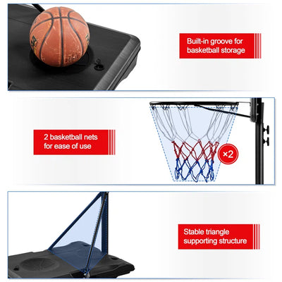 Adjustable Height Foldable 76Cm Metal Portable Full-Size Basketball Hoop