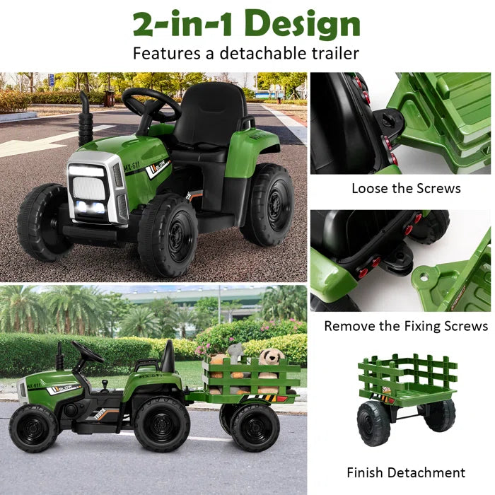 Outdoor Fun 12V 1 Seater Tractors / Construction Battery Powered Ride On