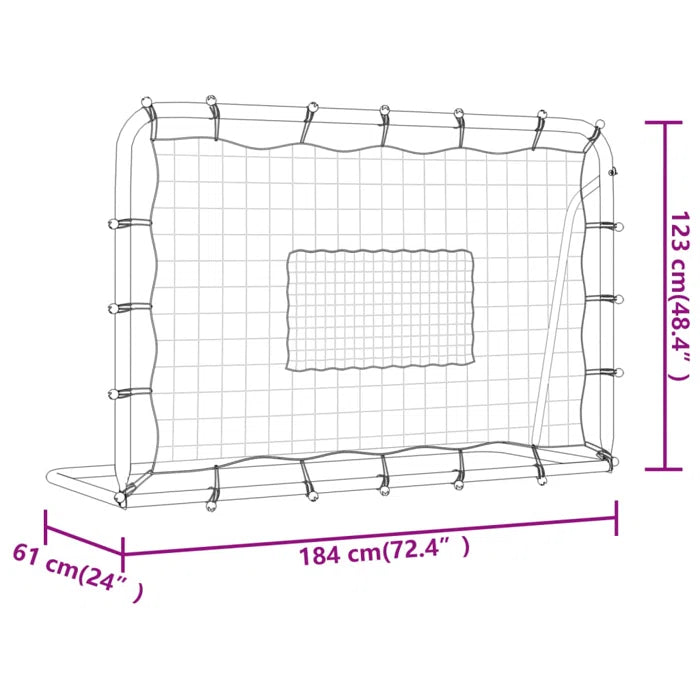 GOALS Football Net Rebounder White&Black 184x61x123 cm Steel and PE - White and black