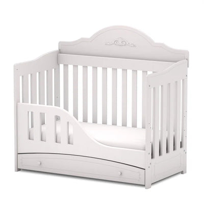 White Rustical Classic Style 2 in 1 Cotbed