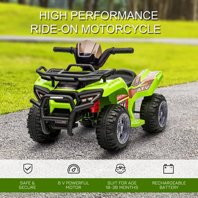 Outdoor Fun 6V 1 Seater All-Terrain Vehicles Battery Powered Ride On - Black, Green, Pink, Red