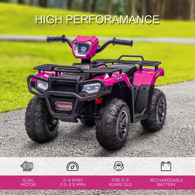 Kids Outdoor 12V 1 Seater All-Terrain Vehicles Battery Powered Ride On - Pink