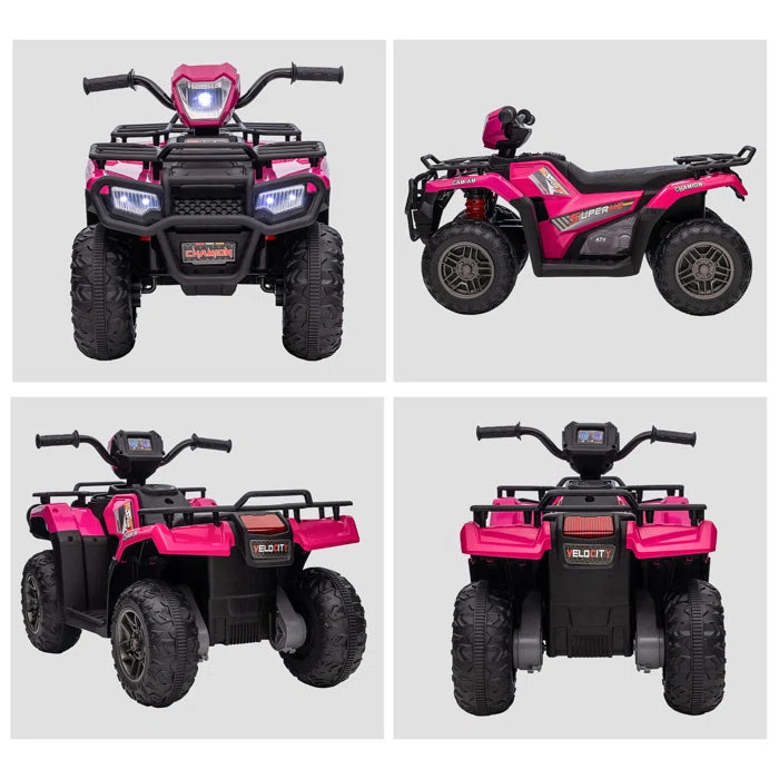 Kids Outdoor 12V 1 Seater All-Terrain Vehicles Battery Powered Ride On - Pink