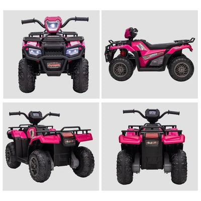 Kids Outdoor 12V 1 Seater All-Terrain Vehicles Battery Powered Ride On - Pink