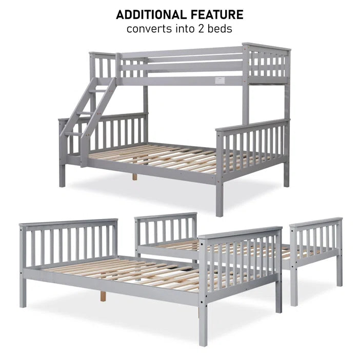 Kids Bedtime Double (4'6) Triple Sleeper Bed - Grey