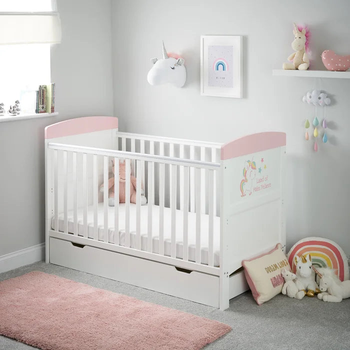 Baby Grace Inspire Cot Bed & Underdrawer - Unicorn