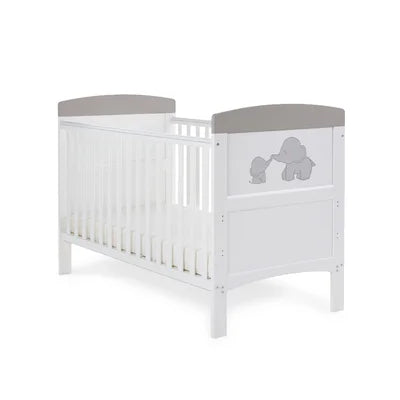 Modern Inspired Cot Bed - Me & Mini ME Elephants With Fibre Mattress Pink or Grey