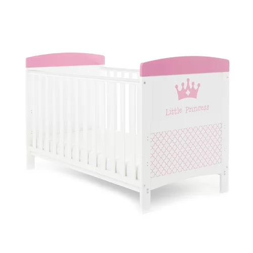 Baby Girl Cot Bed, 2 Piece Nursery Furniture Set with Changing Mat