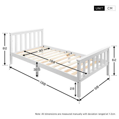 Deluxe Kids Single Bed (3') Standard - White