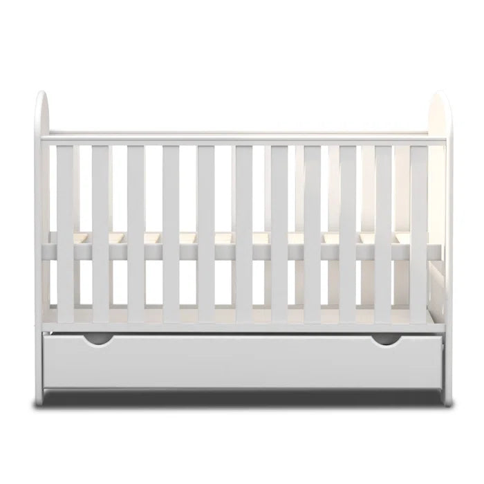 Baby Modern Style Convertiable Cot Bed Bear Carving - White