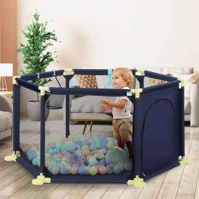 Fun Games for Kids Hawarth Playpen -  Blue or Gray