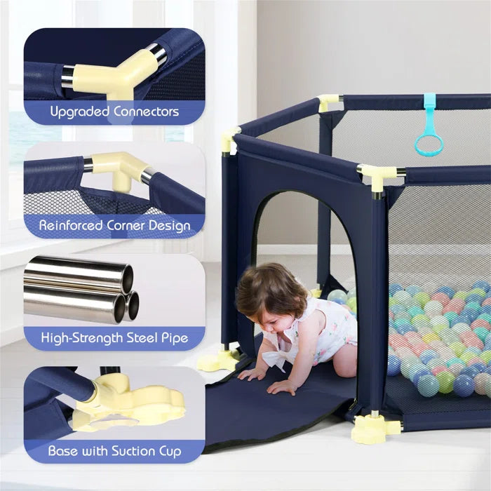 Fun Games for Kids Hawarth Playpen -  Blue or Gray