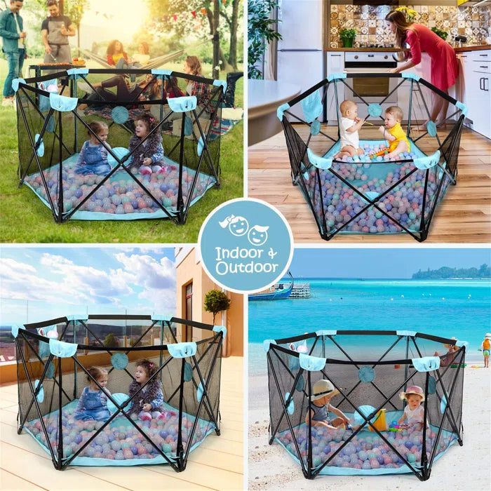 Fun Games for Kids Hereth Foldable Playpen- Blue or Pink