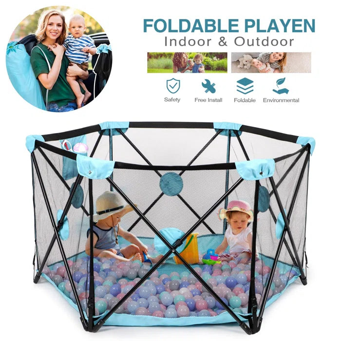 Fun Games for Kids Hereth Foldable Playpen- Blue or Pink