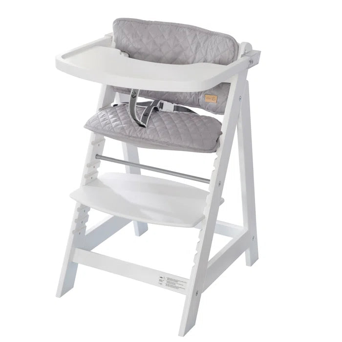 ROBA 2 - IN - 1 Wooden Grow - along Modern High Chair - Adjustable Height  (White)