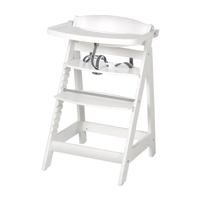 ROBA 2 - IN - 1 Wooden Grow - along Modern High Chair - Adjustable Height  (White)