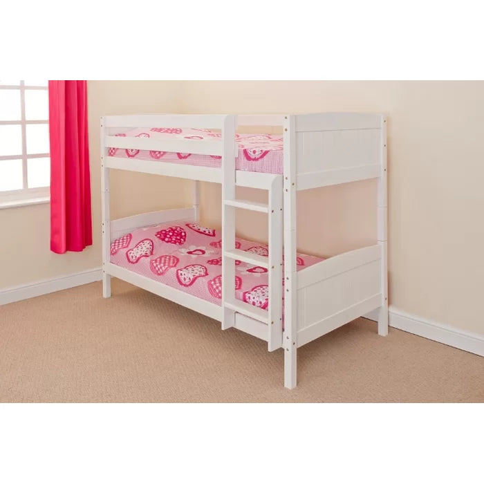 Space Efficient Design Solid Wood Kids Modern Style Bunk Bed - White