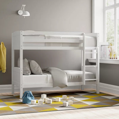 Space Efficient Design Solid Wood Kids Modern Style Bunk Bed - White