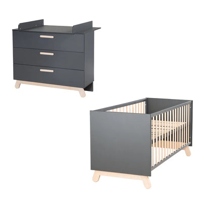 Nursery Furniture Set Jara  Modern Style Convertible by Roba- Anthrazit