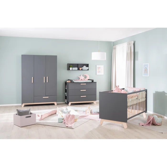 Nursery Furniture Set Jara  Modern Style Convertible by Roba- Anthrazit