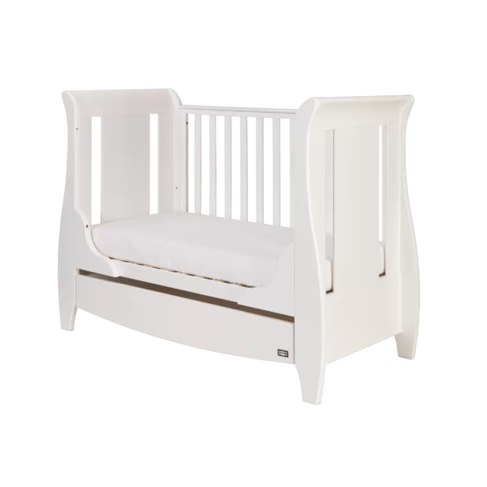 Modern Classic Sleigh Design Katie Space Saver Cot Bed 3-Piece Nursery Furniture Set White