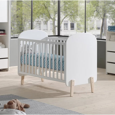 Eye Catcher Solid Pinewood Stylish Baby Cot - White