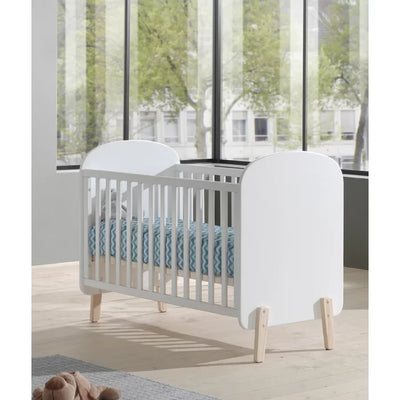 Eye Catcher Solid Pinewood Stylish Baby Cot - White