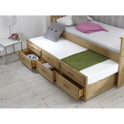 Just For Kids Single (3') 6 Drawer Mate's & Captain's Bed- Waxed Pine